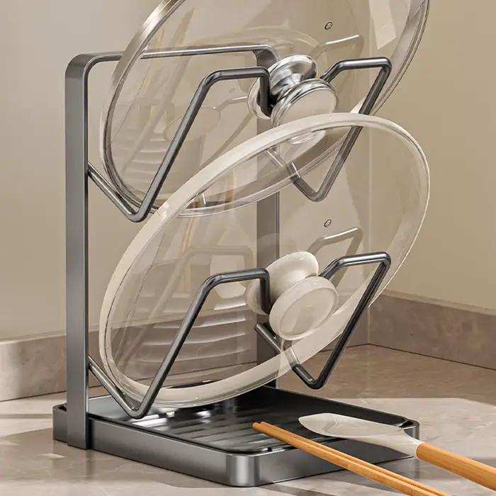  Support de rangement pour couvercles de casseroles sans perçage
