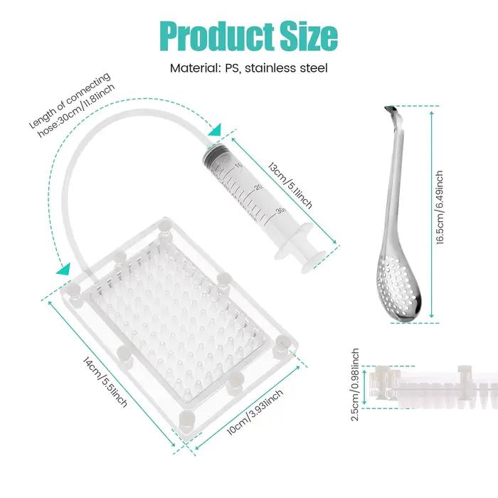 Kit de sphérique de caviar transparent avec cuillère compte-gouttes