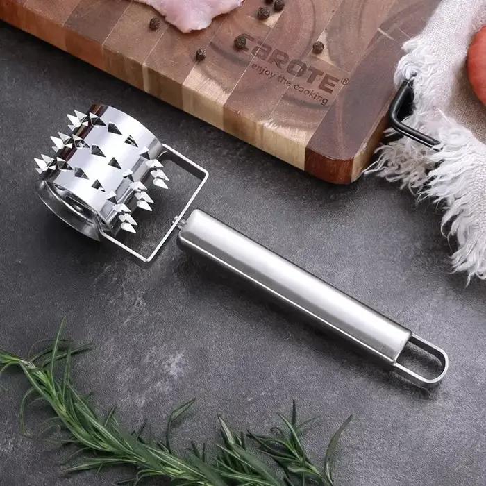 Attendrisseur de viande en acier inoxydable, marteau à rouleau pour Steak, pounders de porc sur les côtés, outils de cuisine