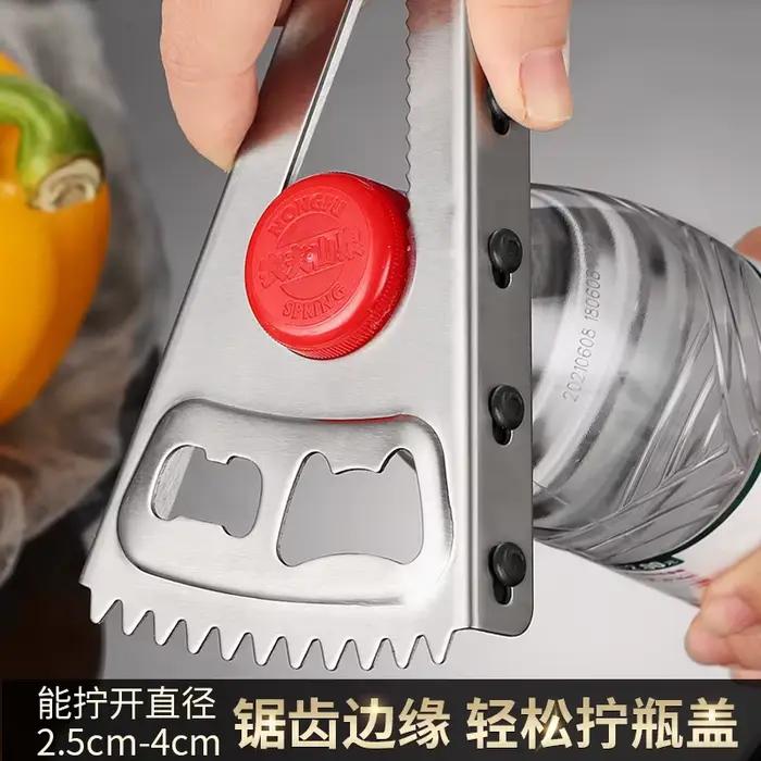 Ouvre-boîte multifonction ouvre-boîte en verre ouvre-bouchon capsuleuse de bouteille raboteuse en écailles de poisson-outil de cuisine pour un levage et une ouverture faciles