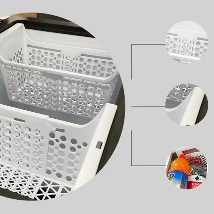 Panier de rangement pour congélateur en plastique ABS épaissi, empilable et rétractable pour rangement efficace et organisation de placards et réfrigérateur