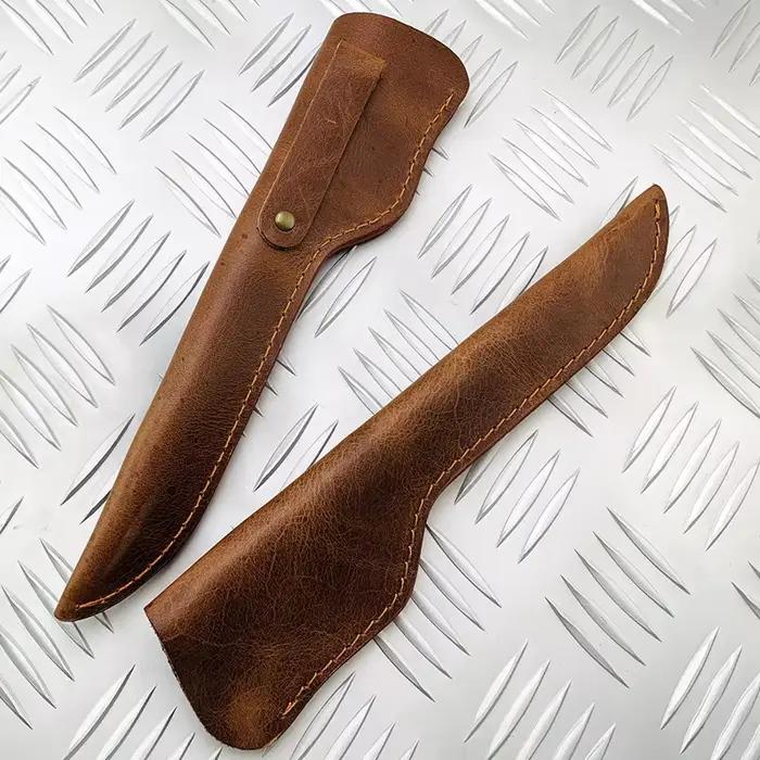 Fourreau de couteau droit en cuir Crazy Horse personnalisé, housse en cuir de vache désossé, pochette universelle pour couteau Long, pantalon Portable