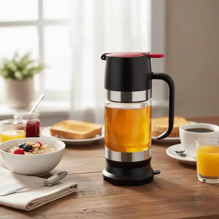 Distributeur de miel en verre durable de 300 ml avec poignée
