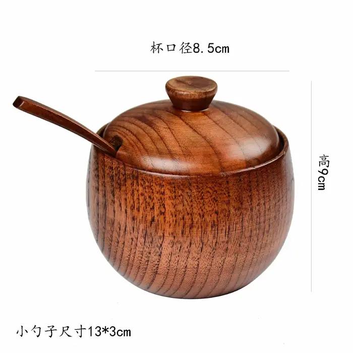 Pot d'assaisonnement en bois, récipient à épices, bidon de saveurs, pot de sel
