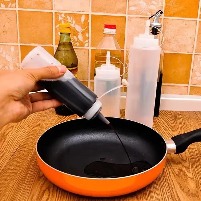Bouteille d'huile d'olive Ketchup BBQ aissces, gadget de cuisine, grande pression, condiment HI avec buses, distributeur