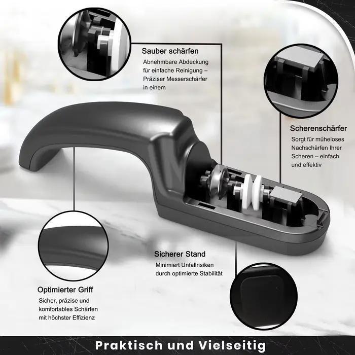 TAIDEA Affûteur de couteaux à 3 étages à usage domestique - Meuleuse manuelle universelle pour lames, ciseaux, outils de cuisine | & Affûtage rapide