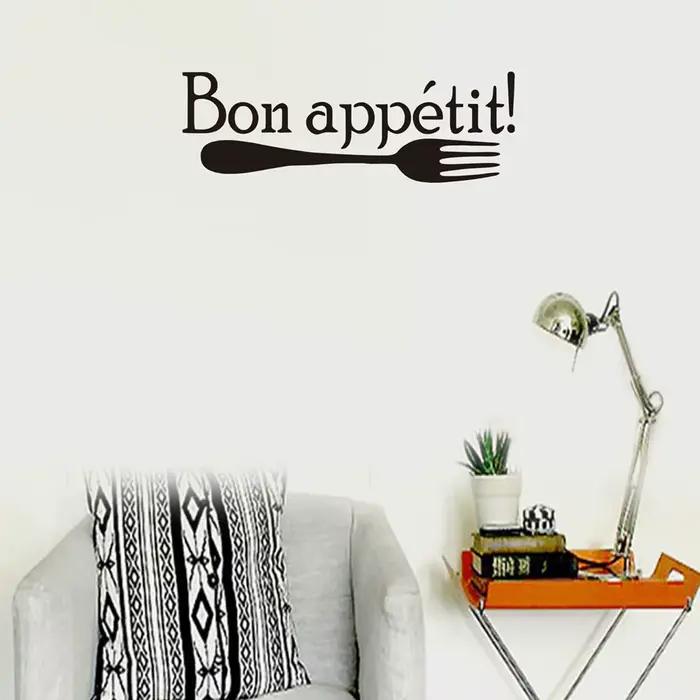 Autocollants muraux créatifs français « Bon Appétit » à motif fourchette