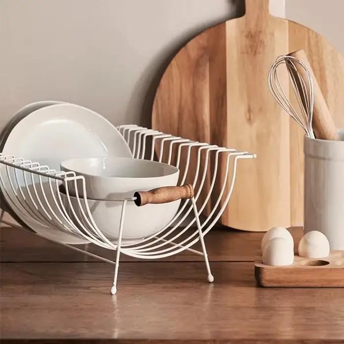 Organisateur de bols et d'assiettes en fer forgé multifonctionnel pour rangement durable et élégant de la vaisselle et autres objets dans la cuisine et la maison