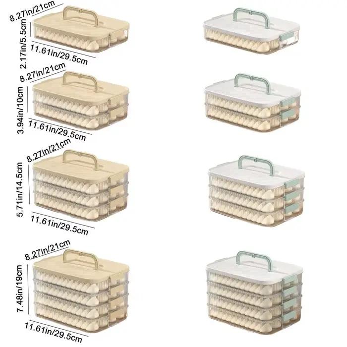Boîte de rangement multicouche pour boulettes congelées, grande capacité, récipient de conservation des aliments frais avec couvercle, boîte de rangement Wonton en plastique