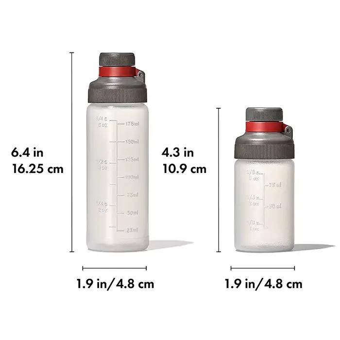 Bouteille à presser anti-fuite de 3/6oz avec échelle pour pique-niques et barbecues en plein air durable et facile à nettoyer