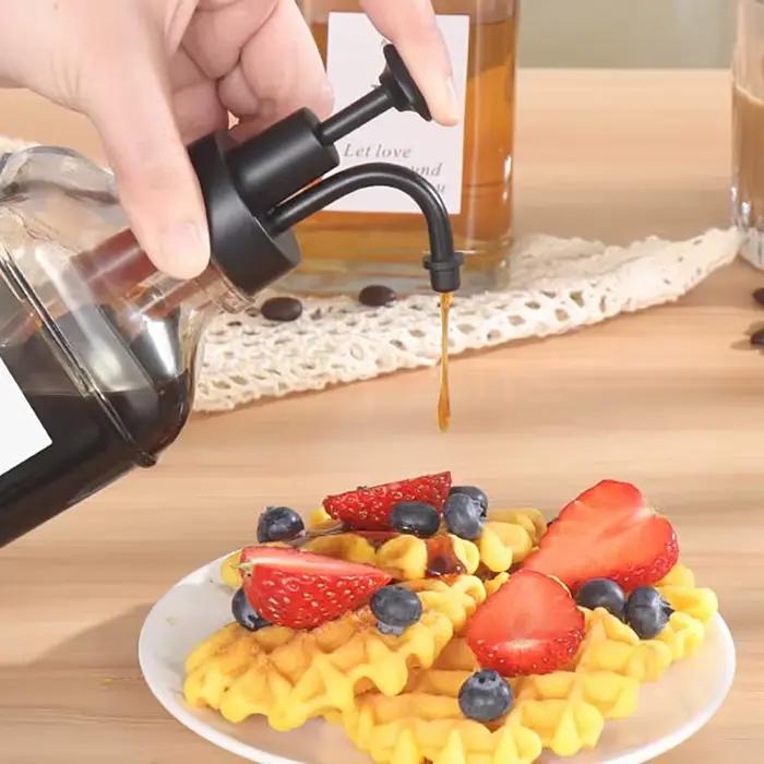 Distributeur de Sistressde Café en Verre de 500ml avec Pompe en Acier, Bouteille, Huile, Tous les Jours, Érable, Accessoires de Bar