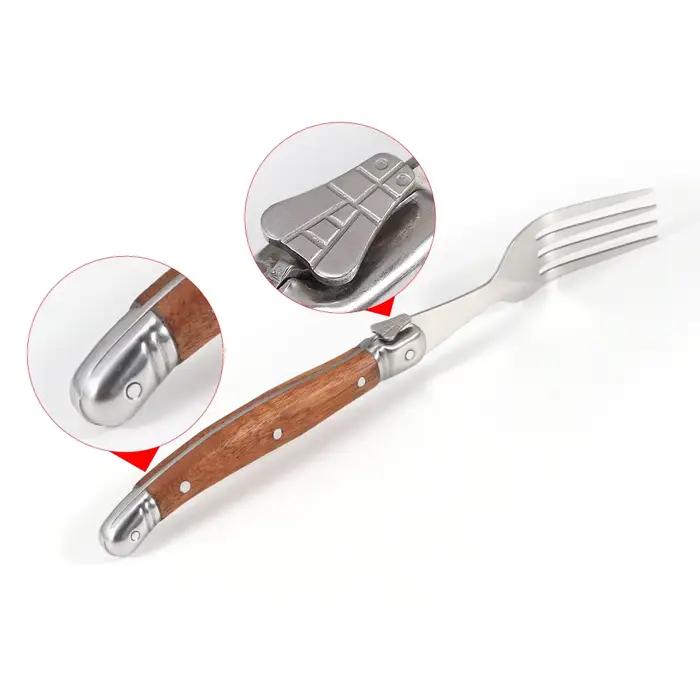 Jaswehome Laguiole manche en bois 6 pièces fourchette à dîner Collection fourchettes à Dessert en acier inoxydable