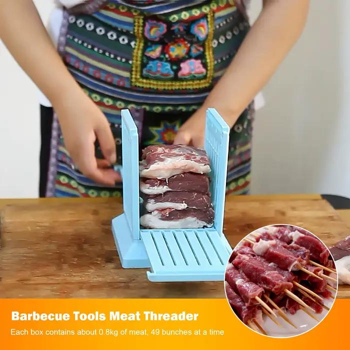 Boîte à brochettes de barbecue à 49 trous, outil portable pour faire des brochettes de barbecue, boîte à brochettes de viande détachable, multifonction pour le bœuf, le porc, la viande