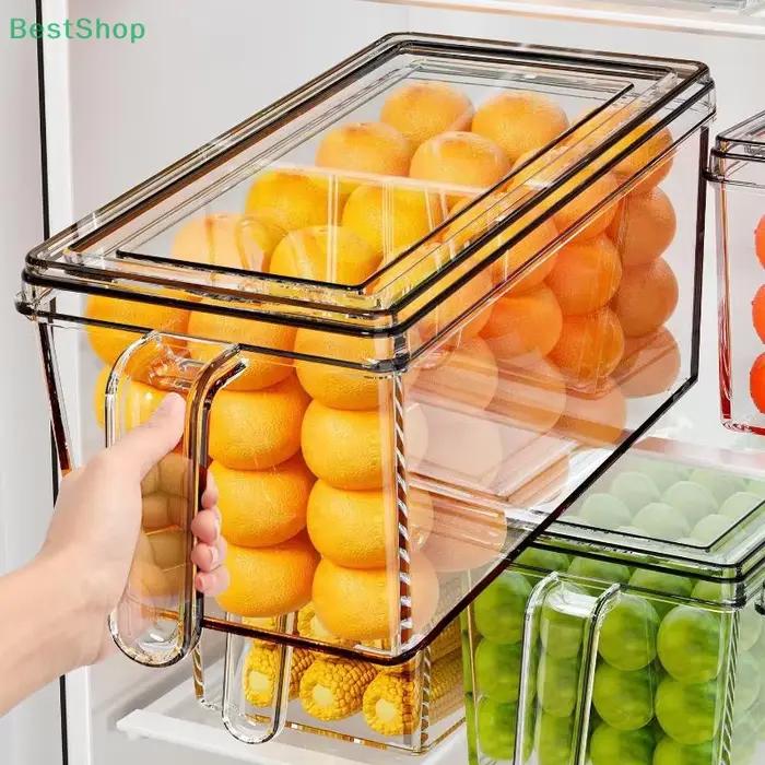 Boîte de rangement de réfrigérateur en plastique transparent