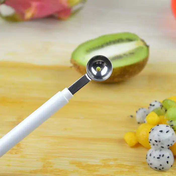 Mini pelle à boules de pommes, cuillère à Melon, cuillère à crème glacée, outil de cuisine à Double extrémité en acier inoxydable, accessoires de cuisine, Gadgets de bricolage
