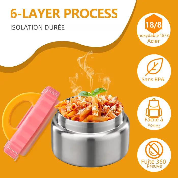 Pot alimentaire isolé sous vide à soupe thermique de 8oz à large bouche pour aliments chauds et froids