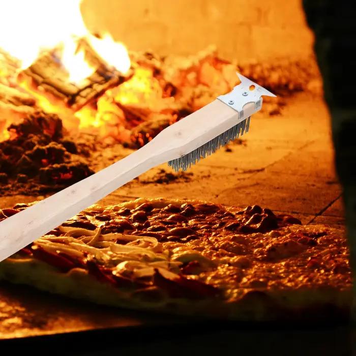 Brosse à pizza en acier inoxydable avec raclette
