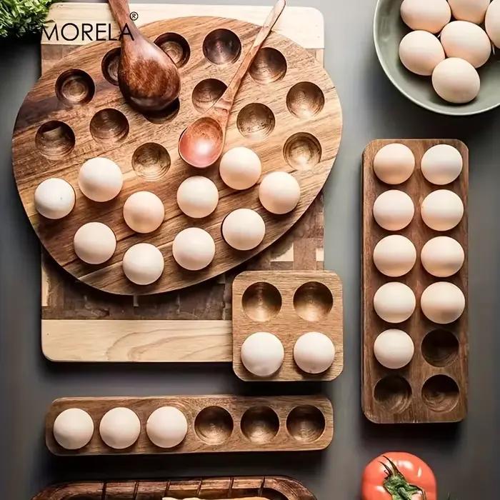 KEMORELA 1 pièces boîte de rangement d'oeufs en bois moderne-organisateur de cuisine multi-compartiments pour les œufs frais parfait pour la cuisson à domicile
