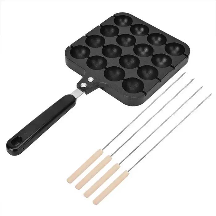 Poêle à griller Takoyaki 16 trous antiadhésive pour Takoyaki et crêpes rondes, accessoires inclus, facile à nettoyer, pour soirées entre amis et rassemblements familiaux