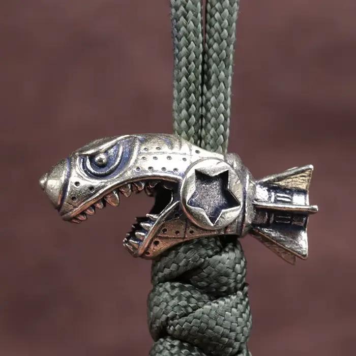 Tibin Missile couteau en laiton perle Punk EDC extérieur bricolage paracorde tissé lanière pendentif rétro parapluie corde Bracelets accessoires 