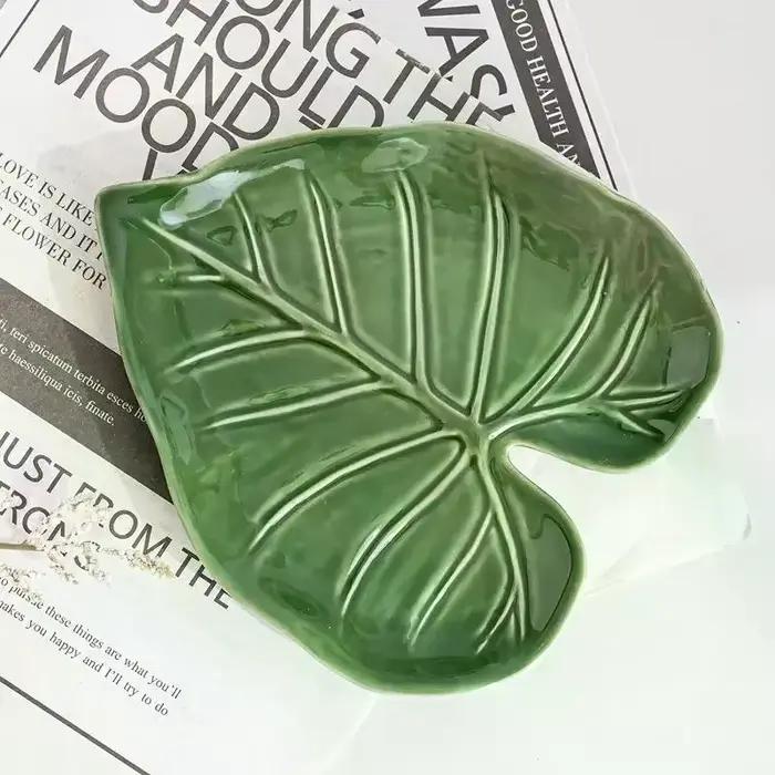 Porte-spatule en céramique, porte-cuillère de comptoir de cuisine, Design de feuilles mignonnes, porte-couverts multifonctionnel