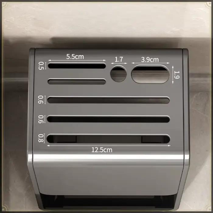 Support à couteaux de style comptoir en acier au carbone, forte capacité de charge avec plateau de drainage, support de rangement multifonctionnel pour ustensiles de cuisine