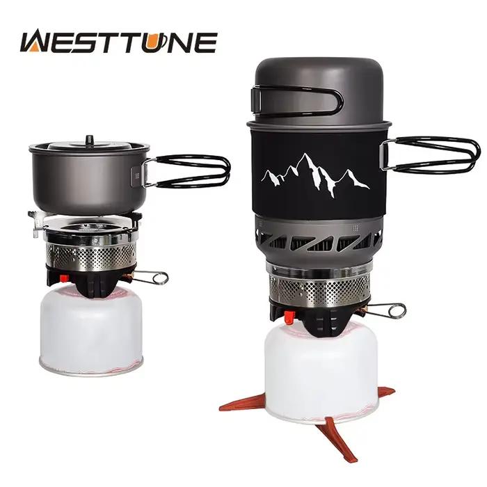 WESTTUNE – ensemble de cuisine de Camping, poêle, poêle, système d'ustensiles de cuisine avec échangeur de chaleur, équipement de cuisine au Propane en plein air, fournitures d'extérieur