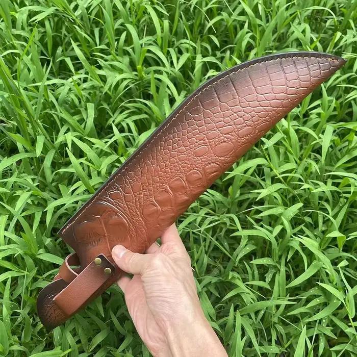 Fourreau de couteau à lame fixe de 42.3cm, cuir de vache gaufré, cuir de Grain supérieur, étui pour couteau de Camping, étuis de chasse avec boucle de ceinture