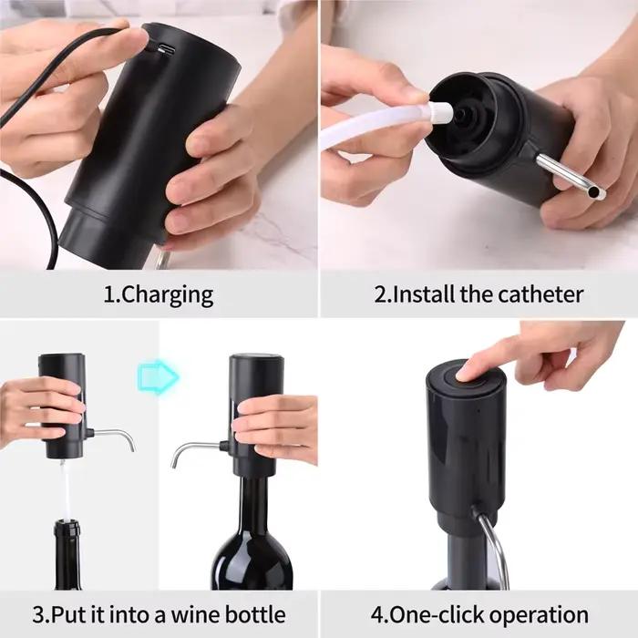 Distributeur d'aérateur de vin électrique rechargeable, aération automatique à une touche, accessoire de bar intelligent pour soirées et dîners romantiques
