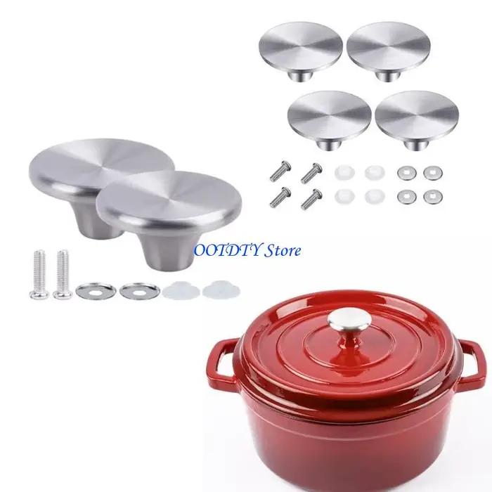 Boutons de couvercle en acier inoxydable gris clair et vert clair pour cocottes four hollandais durables et résistants à la chaleur pour cuisine professionnelle et amateur