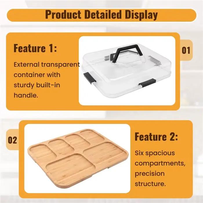 Plateau à fromages A36T avec couvercle transparent, planches à découper portables pour la cuisine, pour la maison, coffret cadea