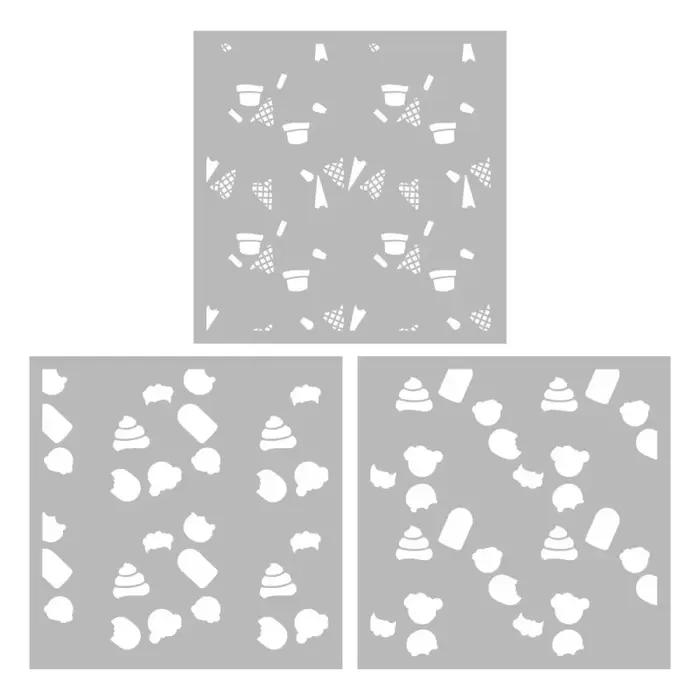 Pochoirs en plastique pour glaces, 3 pièces, mignons et doux, pour la décoration, fournitures de Scrapbooking, pochoirs de fond pour cartes et albums