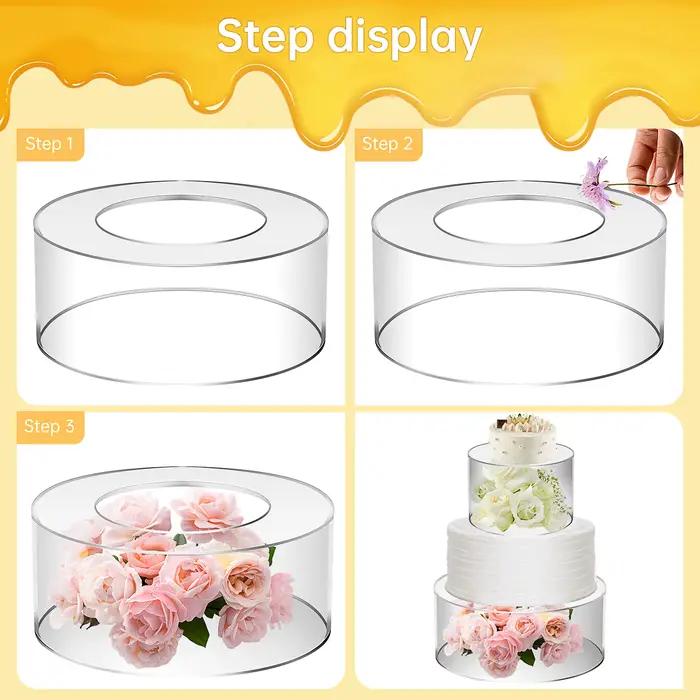 Présentoir à Gâteaux en Acrylique pour Mariage et Anniversaire, 2 Pièces, Base Transparente