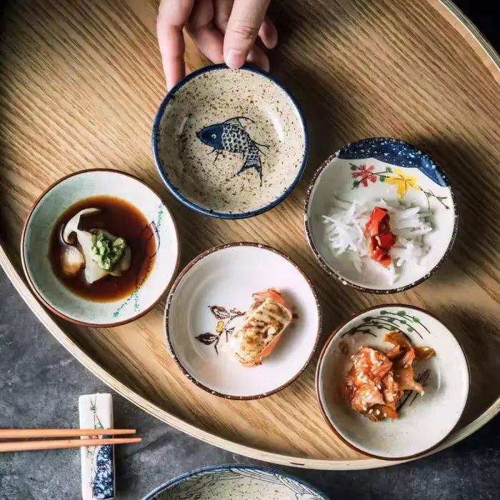 Lot de 5 assiettes à sauce et plats à collation de style japonais