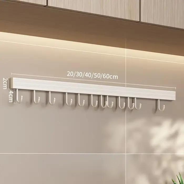 Étagère de rangement murale pour cuisine sans perçage avec crochets mobiles et support pour cuillères