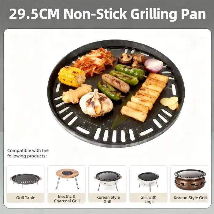 Plaque de gril coréenne en alliage d'aluminium triple plat pour barbecue et camping avec design moderne et couleurs vives