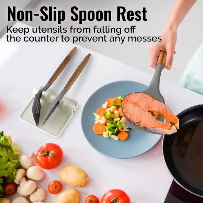 Kitchen Silicone Utensil Rest with Drip Pad for Multiple Utensils - BPA-Free
