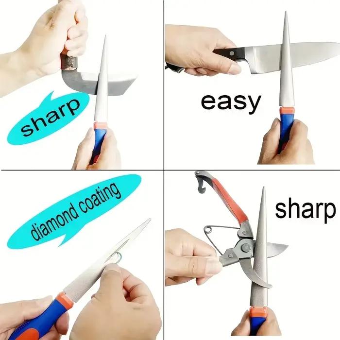 Pierre à aiguiser diamant multifonctionnelle avec poignée ergonomique pour aiguisage facile et précis de couteaux, ciseaux et outils de jardinage occasions spéciales