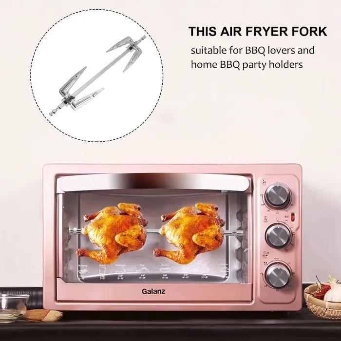 Fourchette en acier inoxydable pour friteuse à air et barbecue, rôtissoire durable pour griller du poulet, du poisson et autres viandes, outil de cuisine polyvalent pour fêtes et soirées familiales