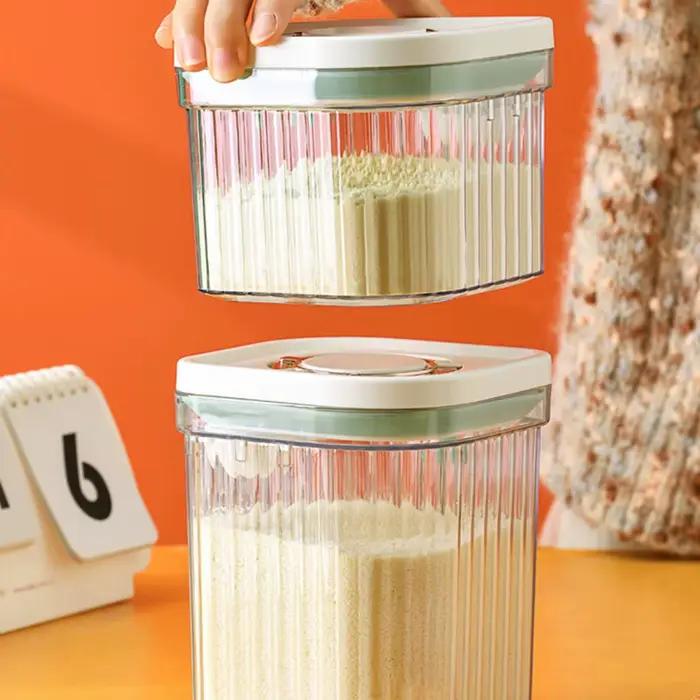 Boîte de stockage de lait en poudre à motif rayé