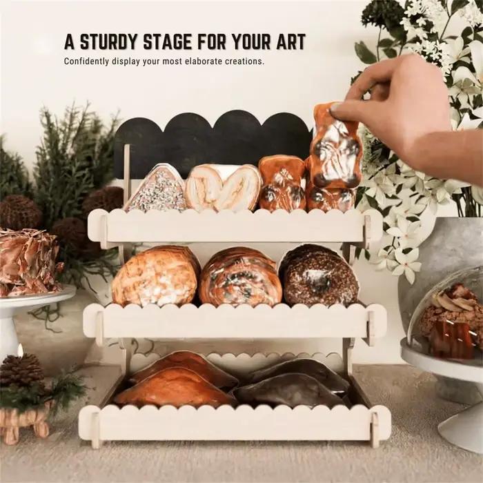 Présentoir à biscuits en bois avec tableau noir pour boulangeries
