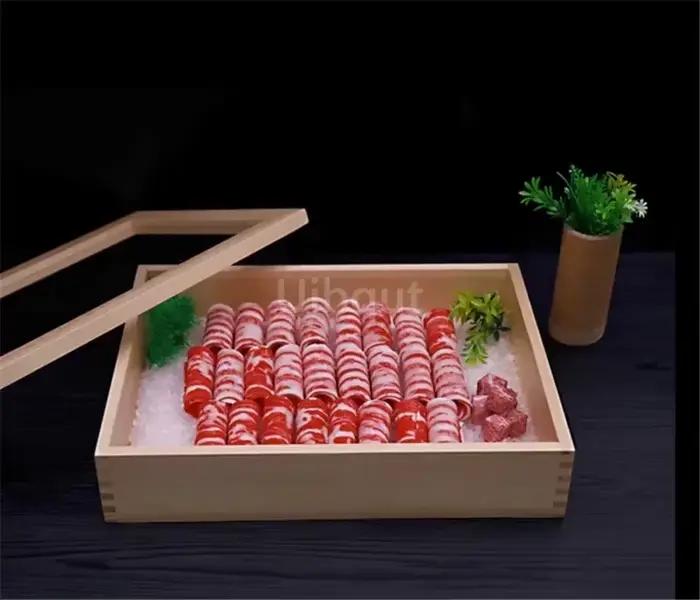 Cuisine japonaise en bois sashimi Sushi boîte avec couvercle poissons saumon boîtes