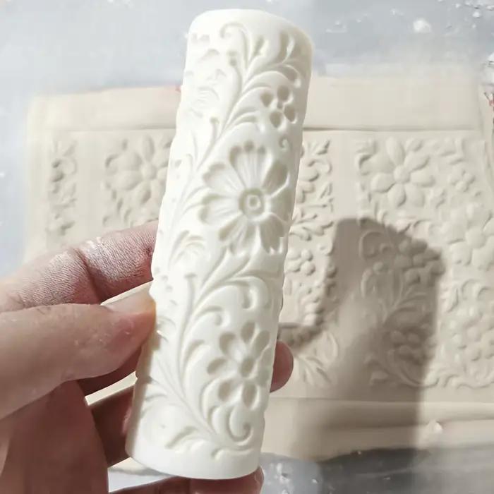 Rouleau d'argile de vigne marguerite victorienne texturé pour outil décoratif de motif Floral artisanal en céramique polymère