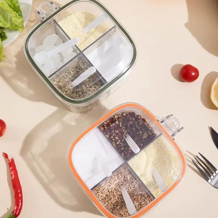 Boîte d'assaisonnement au sel multi-grille avec cuillères et couvercle scellé