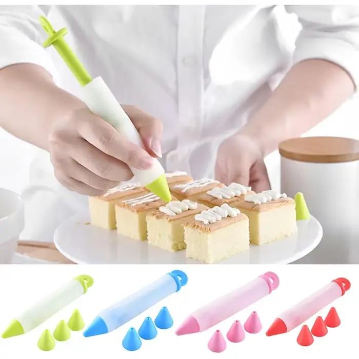 Stylo d'écriture alimentaire en silicone, outils de décoration de chocolat, tasse à crème, moule à gâteau, tuyauterie de pâtisserie, buses de glaçage de strass, accessoires de cuisine