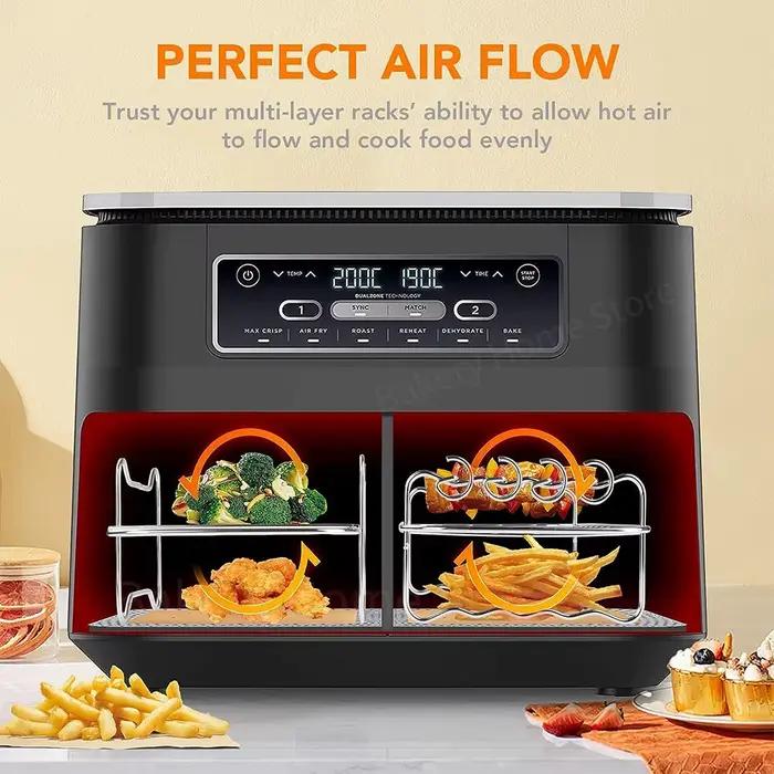 Ensemble d'accessoires pour friteuse à Air Ninja Dual Zone, supports de gril en acier inoxydable, panier rectangulaire en Silicone pour AF400EU AF300EU