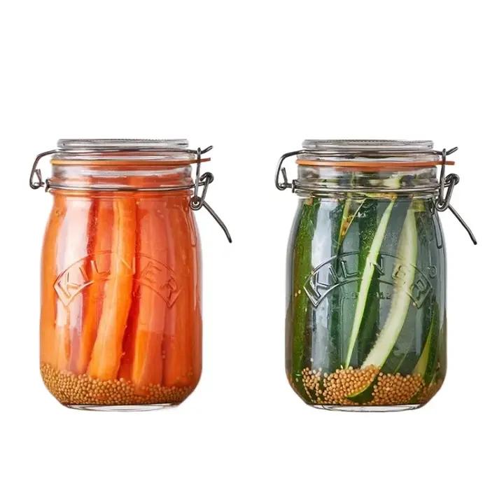 Pots en verre de cuisine scellés pour décapage