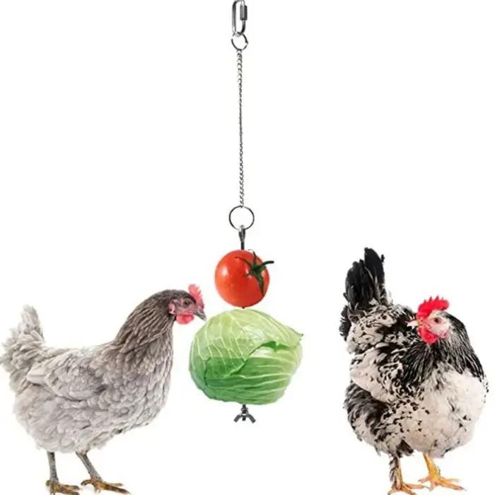 Brochettes en acier inoxydable pour poulet et légumes, anti-rouille, longueur réglable, mangeoire suspendue pour poulet et légumes, facile à installer, facile à nettoyer