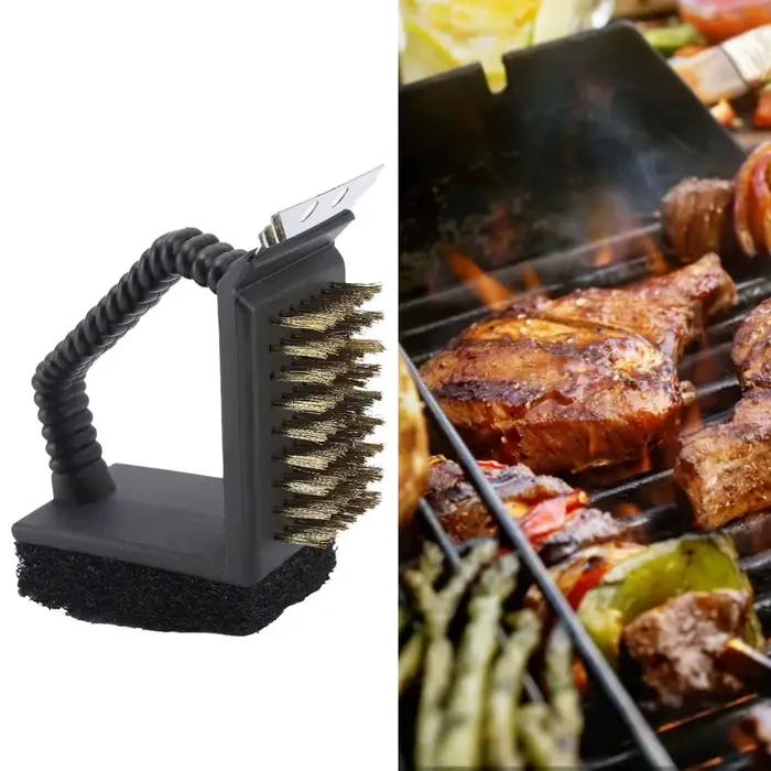 Brosse de nettoyage multifonctionnelle pour barbecue, 3 en 1, acier inoxydable, brosse de nettoyage pour four, brosse métallique