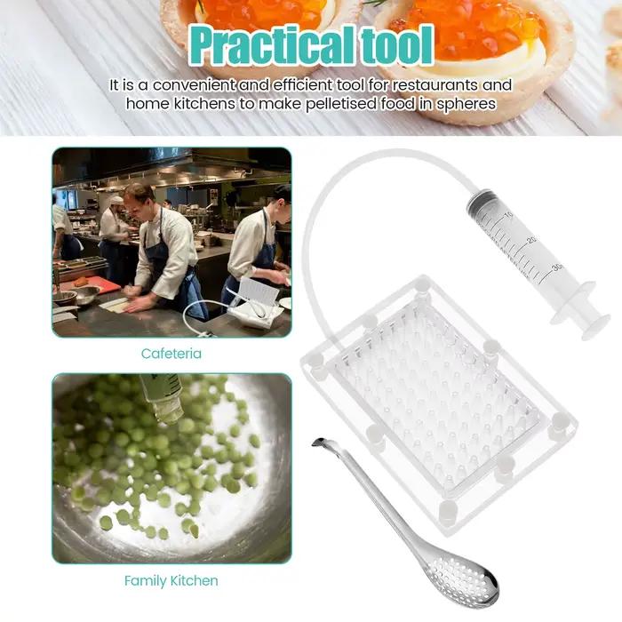 Kit de sphérique de caviar transparent avec cuillère compte-gouttes